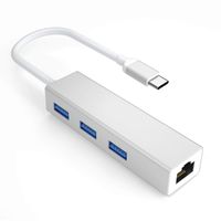 BULESK 4-in-1 Type C Hub with Ethernet Port, 3 USB 3.0 Ports for New MacBook/ChromeBook, XPS, and Other Type C Laptops Silver