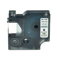 GREENCYCLE Replacement Label Tape Compatible for Dymo 45022 D1 Black on Silver 12mm LabelWriter 450 Duo Label Maker(1 Pack 45022)