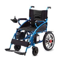 DONGBALA Folding Power Wheelchair, Electric Wheel Chair Personal Mobility Aid Portable Lightweight Manual/Electric Switching Dual Battery for Disabled and Elderly Mobility(Black Blue)