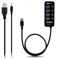 Aukru Powered hub USB 3.0 HUB Adapter with ON/Off Switch for PC Laptop Windows XP Vista 7/8, Desktop, MacBook Pro + DC 5V Power Charging Cable