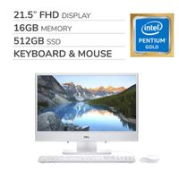 Dell Inspiron 3277 22 21.5" FHD All-in-One 2020 Premium Desktop Computer, 2-Core Intel Pentium 4415U 2.30 GHz, 16GB RAM, 512GB SSD, No DVD,WiFi,Bluetooth, USB-C, HDMI, VGA, RJ-45, Win 10