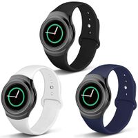 NAHAI Compatible Gear S2 Band, Soft Silicone Straps Sport Bands Adjustable Replacement Wristband Watch Bracelet for Samsung Gear S2 Smartwatch, Small, 3 Pack-Black/White/Ocean Blue