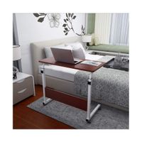 Mijaution Overbed Table - Liftable Adjustable Mobile Bedside Desk with Wheels - Medical or Household Table (Brown, 80cm*40cm(31.5"*15.7"))