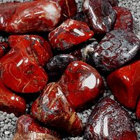 Resonant Energies Brecciated Red Jasper with Hematite Tumbled Polished Natural Stones, 1 pc, Sizes 1 to 1.38 Inch, Reiki Wicca Chakra Crystal Healing Gemstone, TS1267