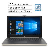 2019 HP Pavilion Newest 15.6 Inch HD Laptop (Intel Quad Core i7-8550U up to 4.0 GHz, 16GB RAM, 512GB SSD + 1TB HDD, Intel HD Graphics 620, WiFi, Bluetooth, DVD, HDMI, Windows 10 (Gold)