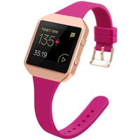 YiJYi Slim Bands Compatible with Fitbit Blaze,Thinner Soft Silicone Band with Metal Frame Replacement Wristband for Women Men Small Large (Small(5.5"-7.5"), Pink Purple/Rose Gold Frame)