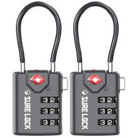 TSA Compatible Travel Luggage Locks, Inspection Indicator, Easy Read Dials - 1, 2 & 4 Pack (Large, GREY 2 PACK)