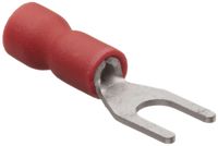 Morris Products 10112 Spade Terminal, Vinyl Insulated, Red, 22-16 Wire Size, #6 Stud Size (Pack of 100)