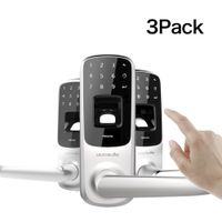 3 Pack Ultraloq UL3 Fingerprint and Touchscreen Keyless Smart Lever Door Lock (Satin Nickel)