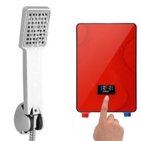 WUPYI 220V 6500W Electric Water Heater,Instant Tankless Hot Water Heater Shower Heating System with Shower Nozzle,for Kitchen Bathroom Household Hotel,Red