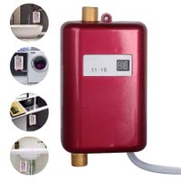 Electric Tankless Water Heater, 3.8KW Tank-Less Instant Hot Water Heater Constant Temperature Non-Scale-Forming Fast 3 Seconds Shower Hot Water System,Red,220V