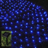 BMOUO 1Mx2M 120 LEDs String Lights Net Mesh Lights, Waterproof Solar Net Led String Lights for Outdoor, Gardens, Homes, Dancing, Christmas Party (Blue)