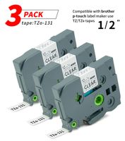 Label Orison 3PK TZe-131 TZ-131 Compatible with Brother P-Touch Label Tape TZ2 131 Cassette Cartridge PT-D210 PT-H100 PT-1880 Black on Clear 1/2 Inch (12mm) x 26.2ft (8m)