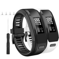HSWAI Compatible Bands Replacement for Garmin Vivosmart HR,Soft Silicone with Metal Buckle Wristband for Garmin Vivosmart HR(Black&White)