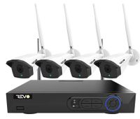 REVO America Wireless 4Ch. Security System - 1TB HDD 5MP Wi-Fi NVR, 4 x 5MP Indoor/Outdoor Bullet Cameras, Remote Access via Smart Phone, Tablet and PC