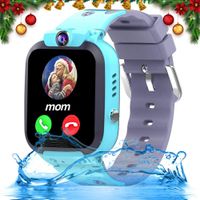 Kids Waterproof Smart Watch Phone Girls Boys Toddler with GPS Tracker 1.44'' HD Touch Screen Two Way Call SOS Camera Alarm Clock Math Game Gizmo Wrist Watch iOS Android Electronic Learning Toys (blue)