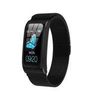 AK12 Smart Bracelet Watch 1.14 Inch Color Screen IP68 Waterproof Blood Pressure Monitor Sport Fitness Training Calorie Consumption Tracker Health Monitoring Smartwatch (H)