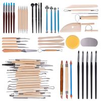 Tonsiki 61 Pieces Ceramic Clay Tools Set, Modeling Pottery Clay Sculpting Tools Kits for Beginners Professional Art Crafts, Wood and Steel, Schools and Home Safe for Kids