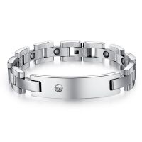 FCZDQ Cystal Magnetic Therapy Health Bracelet Stainless Steel Couple Bangle Bracelet for Womens