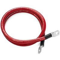 Red 4 Foot 2/0 AWG Battery Cable by Spartan Power Positive Only (4 FT 3/8" Ring Terminals)
