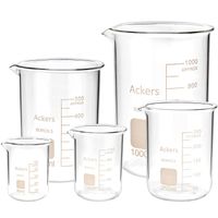 3.3 Boro Griffin Low Form Scientific Glass Beaker Set-50ml,100ml,250ml,500ml,1000 mL (Pack of 5)