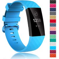 Velavior Waterproof Bands for Fitbit Charge 3 / Charge3 SE, Replacement Wristbands for Women Men Small Large (Cerulean, Large)