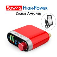 Nobsound Hi-Fi Bluetooth 5.0 Power Amplifier; Home Stereo Lossless Wireless Audio Receiver; 100W Class D Digital Speaker Amp & PC Sound Card; Vu Meter / Sound Level (Red)