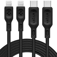 Spigen DuraSync USB C to Lightning Cable [2-Pack] [3ft MFi Certified] [Supports Power Delivery] Works with iPhone 11,11 Pro,11 Pro Max, XR, XS, XS Max, X, 8, 8 Plus, iPad with Lightning Charger Port
