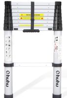 Ohuhu 8.5 FT Aluminum Telescoping Ladder, ONE-Button RETRACTION Extension Ladder, Extendable Ladder with Spring Loaded Locking Mechanism, Collapsible Ladder for Roof Ceiling RV, 330 Pound Capacity
