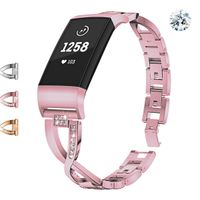JOMOQ Replacement Bands Compatible for Charge 3/3 SE, Classic Stainless Steel Bands Premium Metal Wristbands with Adjustable Butterfly Clasp Repacement Band Wrist Accessories Straps Women Men