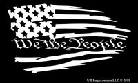 UR Impressions MWht Tattered American Flag - We The People Decal Vinyl Sticker Graphics Car Truck SUV Van Wall Window Laptop|Matte White|7.5 X 4.2 Inch|URI611
