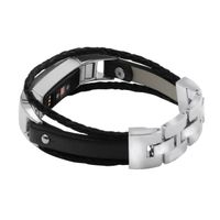 UNEXTATI for Fitbit Alta Bands, Leather Bands Metal Clasp Fitbit Alta Smartwatch Replacement Accessory Bracelet Large - Black