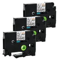 Replace TZe-131 TZe131 Black on Clear Ptouch Tape 12mm 0.47 Inch Laminated Work with Brother P-touch PT-D210 PT-1230PC, PT-9600, PT-D200, PT-D400, 26.2 Feet (8 Meter), 3 Pack