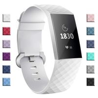adepoy Compatible with Fitbit Charge 3 Bands for Women Men Large Small, Adjustable Replacement Wristbands for Fitbit Charge 3 and Fitbit Charge 3 SE, White, Large