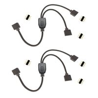 TronicsPros 4 Pin LED Splitter Cable Flex LED Strip Connector 2 Way Y Splitter for One to Two SMD 5050 3528 2835 RGB LED Tape LED Ribbon LED Strip Light -30cm/12in Long (1 to 2 Splitter, Black, 2pcs)
