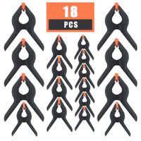 Plastic Spring Clamps 18PCS 3-Size Nylon Photography Backdrop Clips Support Clamps 6pc 6", 6pc 4-1/2", 6pc 3-3/8"