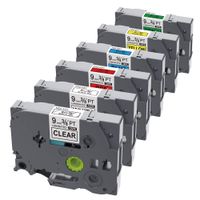 Replace TZ Tape 9mm Laminated Label Tape TZe121 TZe221 TZe421 TZe521 TZe621 TZe721,Compatible with Brother P Touch PT-D200 PT-D210 PT-H100 PT-D400, 9mm x 8m(0.35 Inch X 26.2 Feet), 6-Pack
