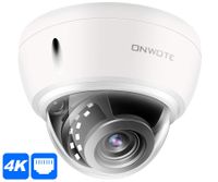 【Newest】 ONWOTE UltraHD 4K 8MP IP PoE Security Camera Dome, Hikvision Compatible, 3840x2160 8-Megapixel, Indoor/Outdoor, 100ft NightVision, 110° View Angle, IP66 Weatherproof, Vandalproof, Onvif