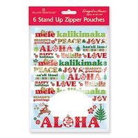 Aloha Goody Zipper Holiday Gift Bag Pouches 6 Per Pack Seasons Greetings