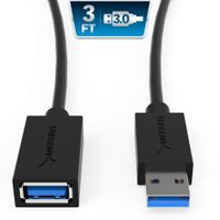 Sabrent 22AWG USB 3.0 Extension Cable - A-Male to A-Female [Black] 3 Feet (CB-3030) (Certified Refurbished)