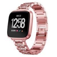 Compatible for Fitbit Versa Bands, BIYATE Bling Stainless Steel Metal Replacement Women Bracelet with Rhinestone Starp Versa Band for Fitbit Versa Sports Smart Watch Fitness