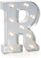 Darice Silver Metal Marquee Letter - R-9.87" Tall, Galvanized Finish, 9.88"