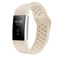 iGK Silicone Replacement Bands Compatible for Fitbit Charge 2, Adjustable Breathable Sport Strap Smartwatch Fitness Wristband with Air Holes with Clsap Beige Small