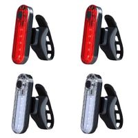 SHEYINJ USB Rechargeable LED Bicycle taillights 4 Sets, Highlight Waterproof Bicycle taillights Accessories Warning Lights, 4 Lighting Modes, White and red Light (Including 4 USB Cables)