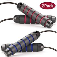 Jump Rope Tangle-Free with Ball Bearings Rapid Speed Skipping Rope Cable, Adjustable Jumping Ropes with 6" Memory Foam Handles for Men, Women and Kids - 2 Pack