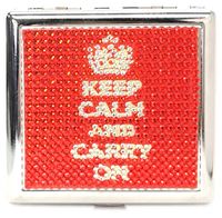 Metal Keep Calm and Carry On Rhinestone Cigarette Case, Fit King Size, 3102PARTYKC