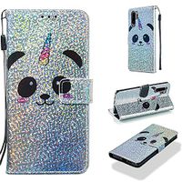 Cfrau Sequins Wallet Case for Huawei P30 Pro,Fashion 3D Bling Glitters Lovely Panda Print Magnetic PU Leather Flip Folio Stand Soft TPU Strap Case with Black Stylus