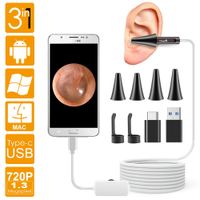 CrazyFire USB Otoscope, Digital Ear Endoscope 720P HD Ear Inspection Camera Earwax Cleaning Tool with 6 LEDs Compatible for Micro USB & USB-C Android Devices Windows & MAC/PC(Not for iPhone or iPad)