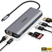 USB C Hub, 7-In-1 Type C Adapter with Ethernet, USB C Adapter for MacBook Air/Pro 4K USB C to HDMI USB 3.0,SD Card Reader Type-c PD charger,Portable for Mac Pro,Nintendo Switch and Other Type C Laptop