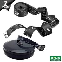 2 Pack Tape Measure Measuring Tape for Body Sewing Tailor Cloth Fabric Craft Weight Loss Measurements, 120-Inch Soft Fashion Black & Retractable Black Tape Measure Body Measuring Tape Set